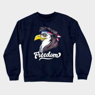 Bald Eagle with Mullet // Funny America Freedom 4th of July Crewneck Sweatshirt